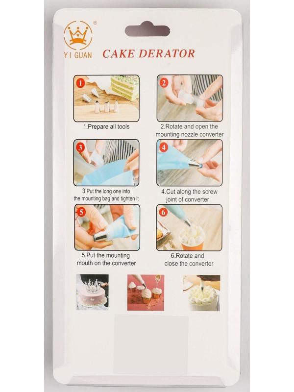 Набор кондитерский «Десертный» 7 предметов: мешок 22×12 см, насадки 5 шт, адаптер