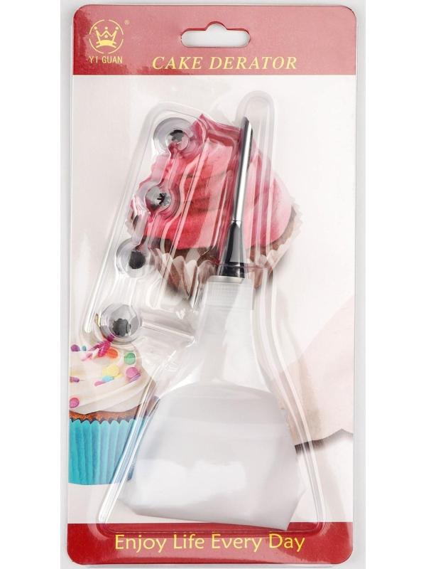 Набор кондитерский «Десертный» 7 предметов: мешок 22×12 см, насадки 5 шт, адаптер