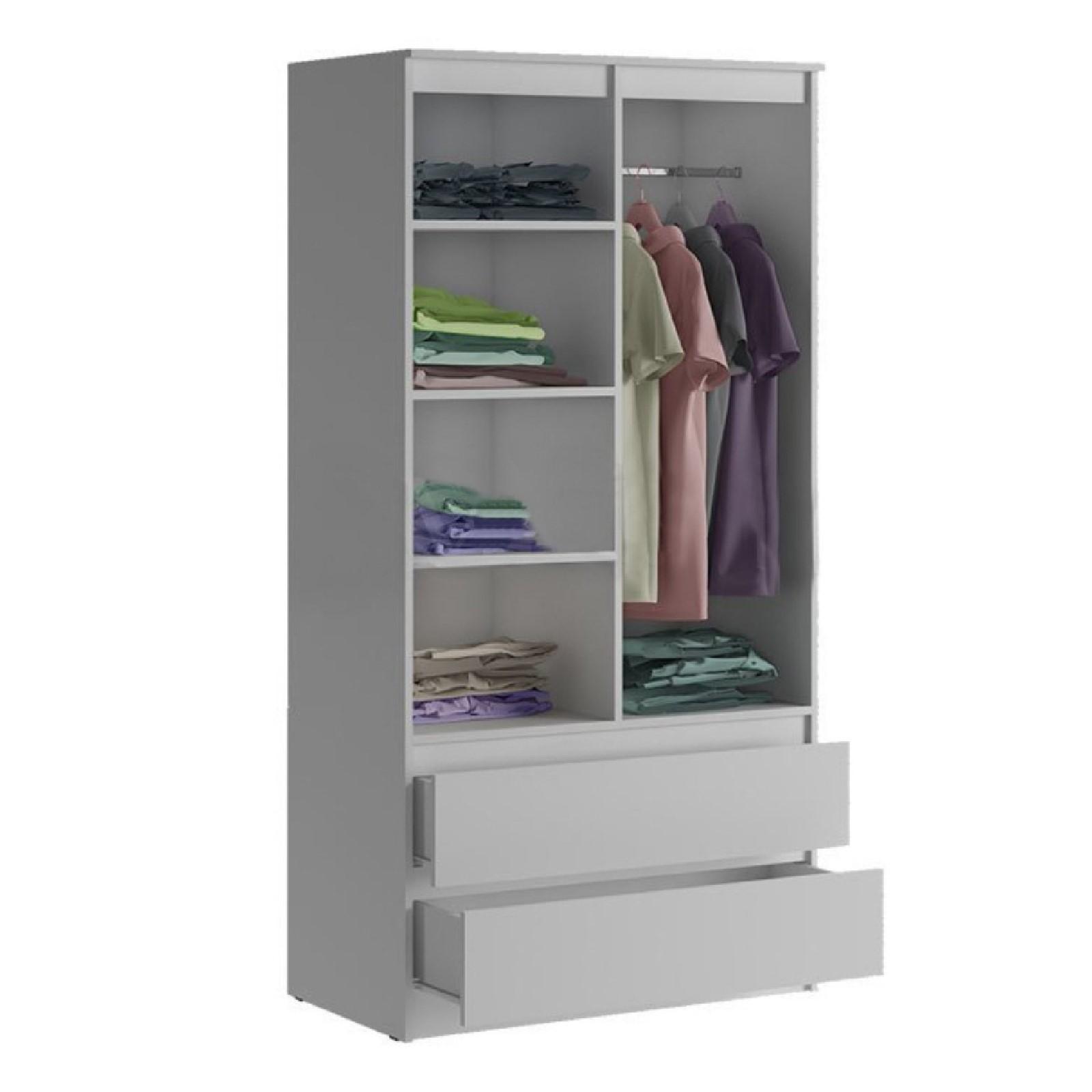 Шкаф 2х ств с ящиками Челси, 902х514х1796, Белый глянец/Белый