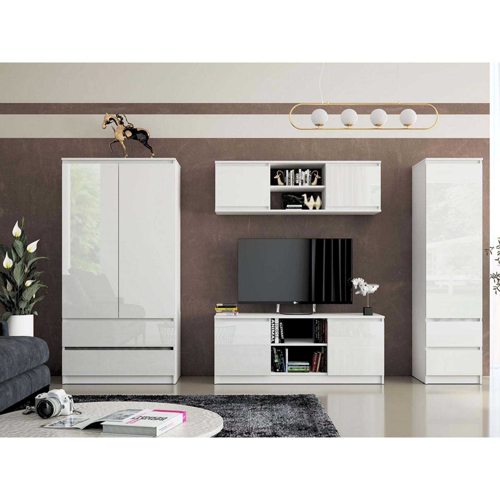 Шкаф 2х ств с ящиками Челси, 902х514х1796, Белый глянец/Белый