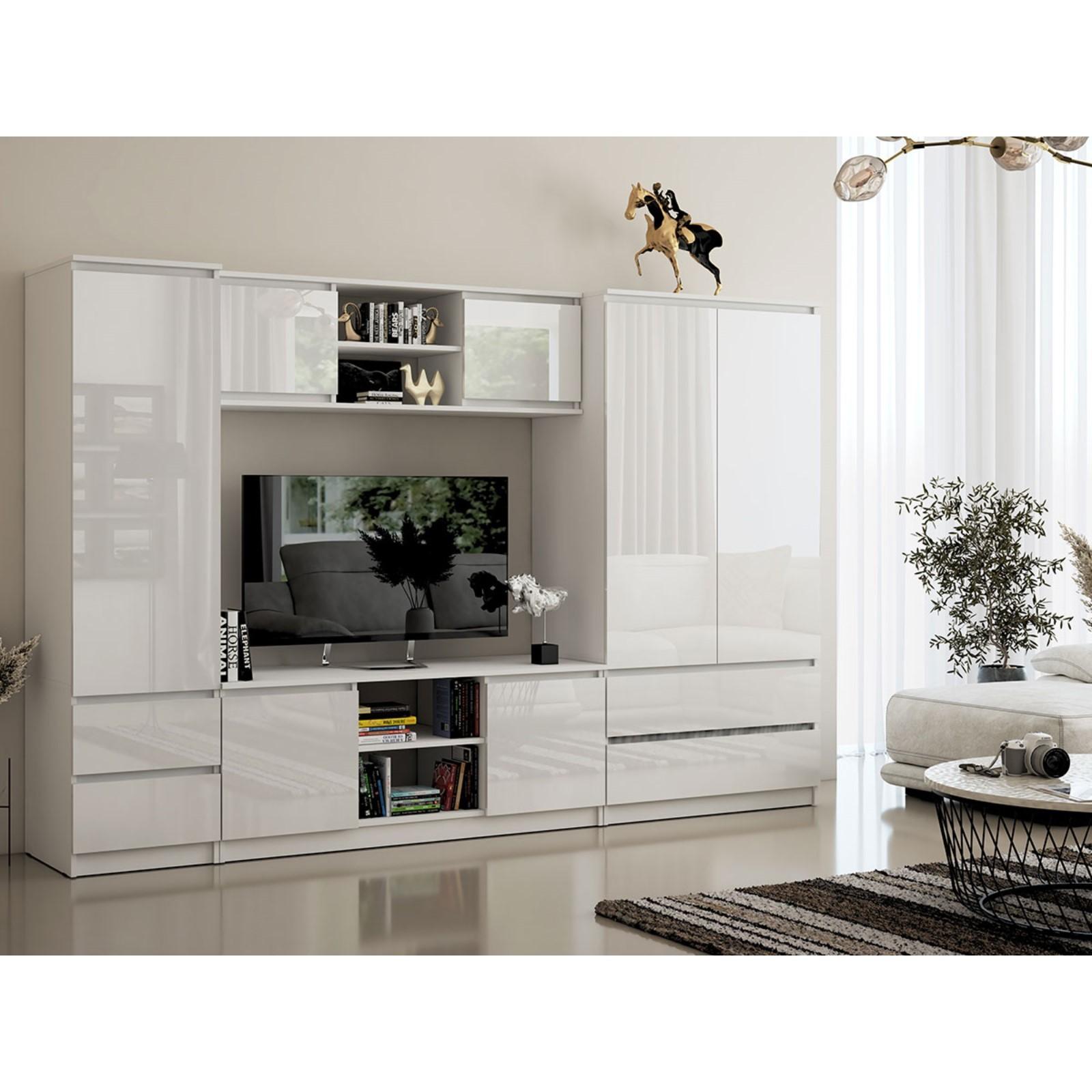 Шкаф 2х ств с ящиками Челси, 902х514х1796, Белый глянец/Белый