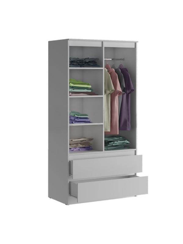 Шкаф 2х ств с ящиками Челси, 902х514х1796, Белый глянец/Белый