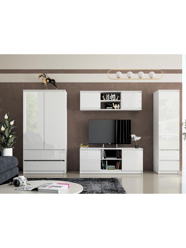 Шкаф 2х ств с ящиками Челси, 902х514х1796, Белый глянец/Белый