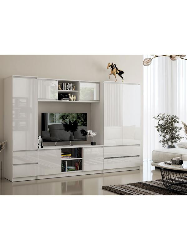 Шкаф 2х ств с ящиками Челси, 902х514х1796, Белый глянец/Белый