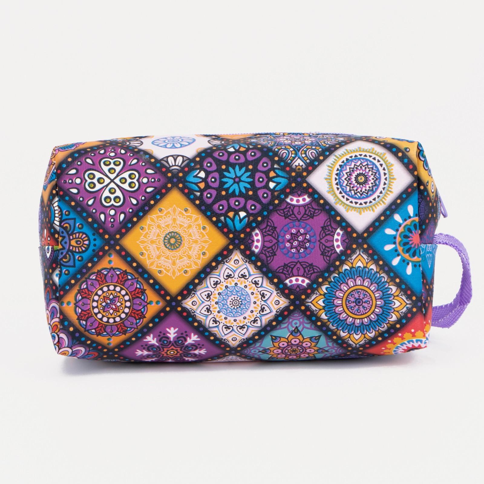 Косметичка на молнии, цвет сиреневый/разноцветный