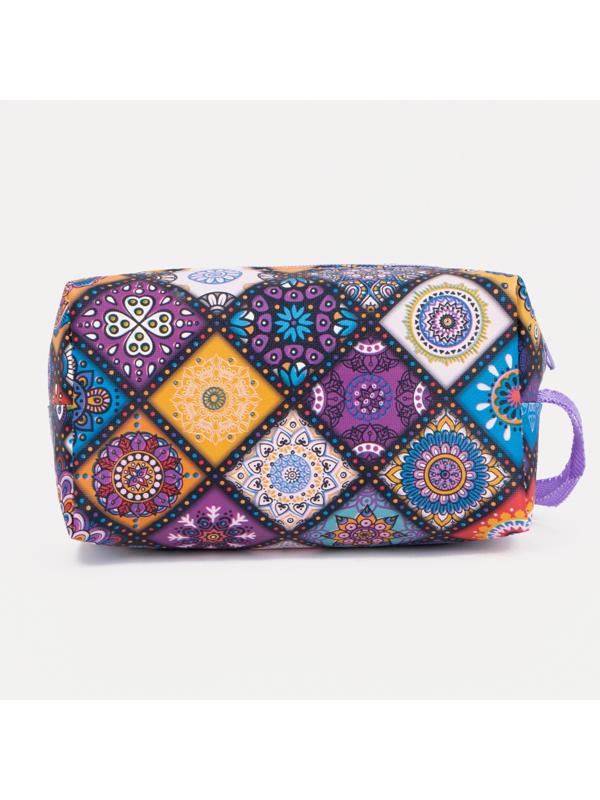 Косметичка на молнии, цвет сиреневый/разноцветный