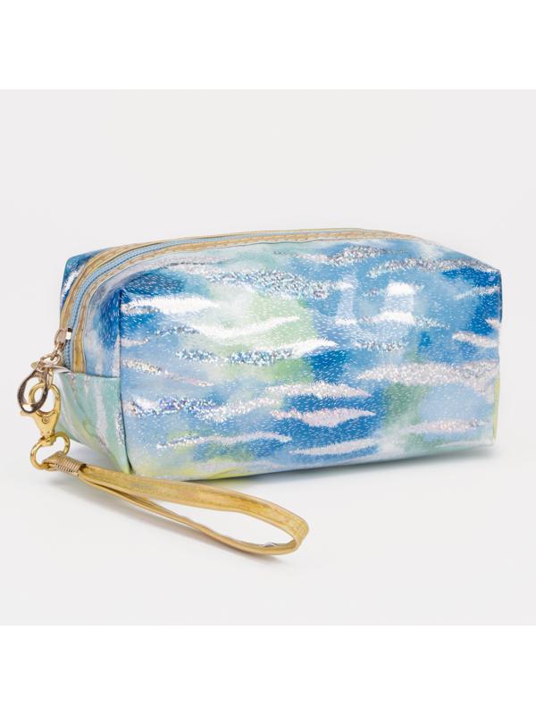 Косметичка на молнии, цвет голубой