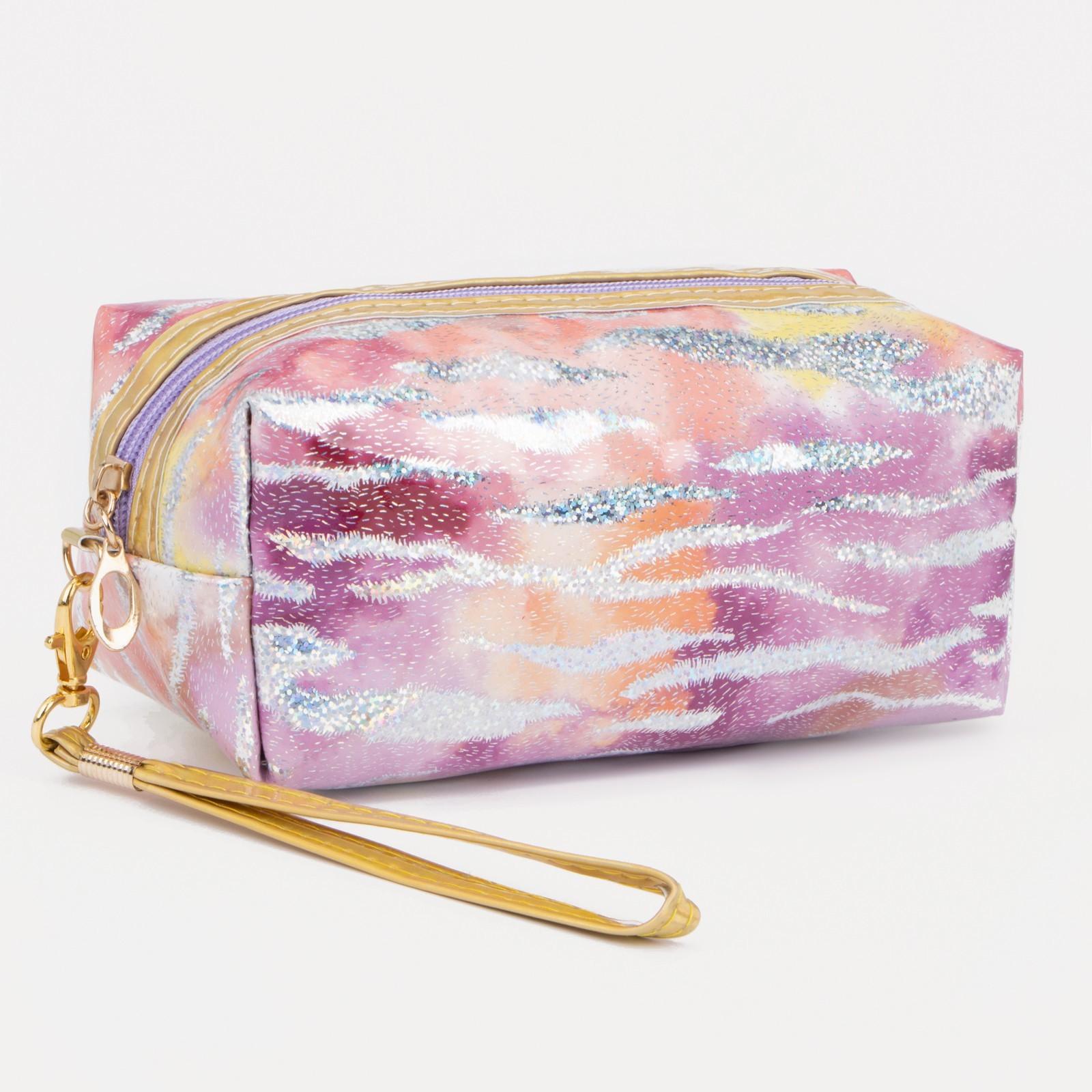 Косметичка на молнии, цвет сиреневый