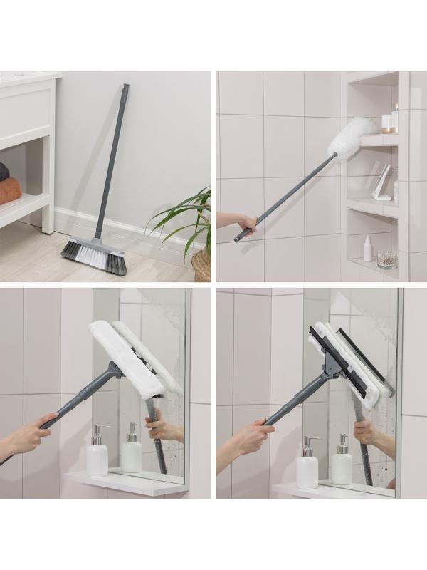 Комплект для уборки Raccoon «Универсальный», 6 предметов: насадка моп, флаундер для швабры с насадкой, метла, окномойка, щётка для пыли и черенок.