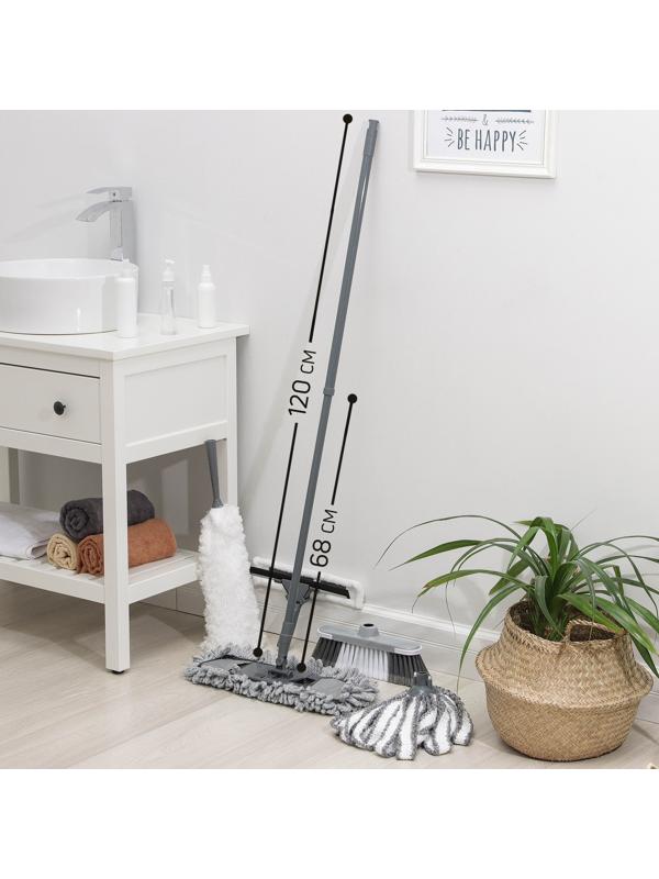 Комплект для уборки Raccoon «Универсальный», 6 предметов: насадка моп, флаундер для швабры с насадкой, метла, окномойка, щётка для пыли и черенок.