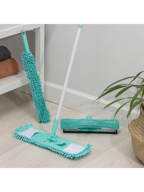 Комплект для уборки Raccoon «Универсальный», 4 предмета: окномойка, швабра, щётка для пыли и черенок