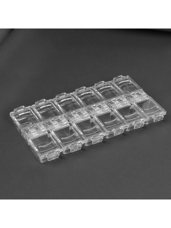 Органайзер для рукоделия, 12 отделений, 13,2 × 7,5 × 1,5 см, цвет прозрачный