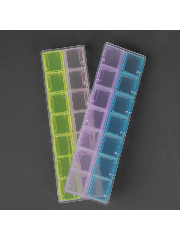 Органайзер для рукоделия, 14 отделений, 21,5 × 6,5 × 2,3 см, цвет МИКС