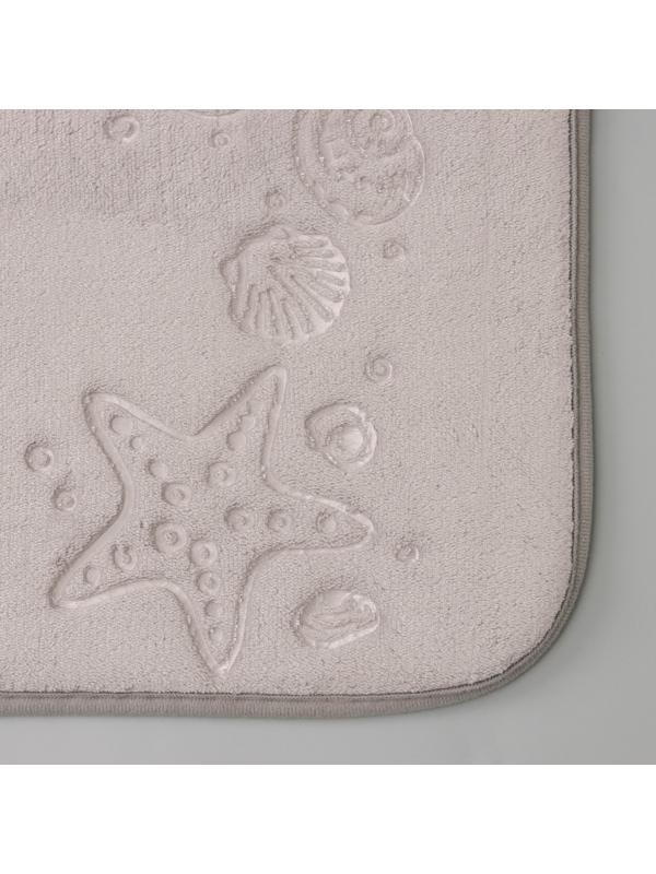 Набор ковриков для ванной и туалета Доляна «Морское дно», 3 шт: 50×80, 50×40, 38×43 см, цвет серый