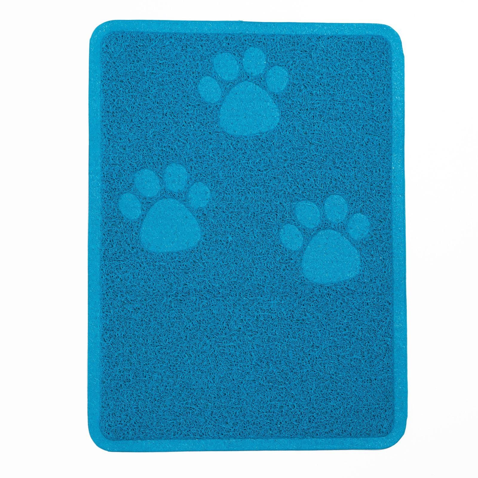 Коврик 2-в-1 под миску/туалет животных со скругленными углами, 48 х 35 см, голубой