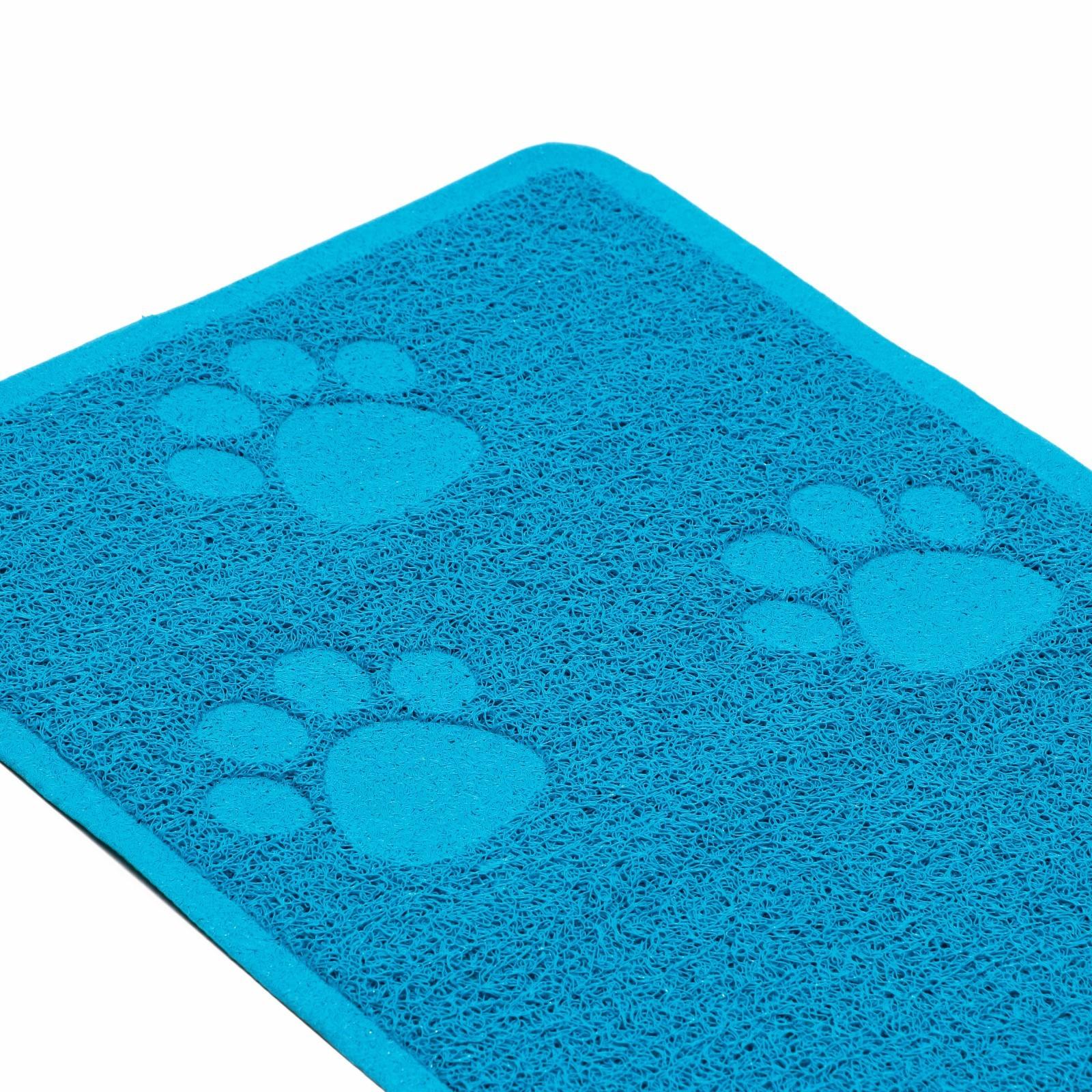 Коврик 2-в-1 под миску/туалет животных со скругленными углами, 48 х 35 см, голубой