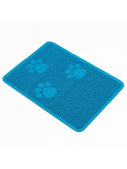 Коврик 2-в-1 под миску/туалет животных со скругленными углами, 48 х 35 см, голубой