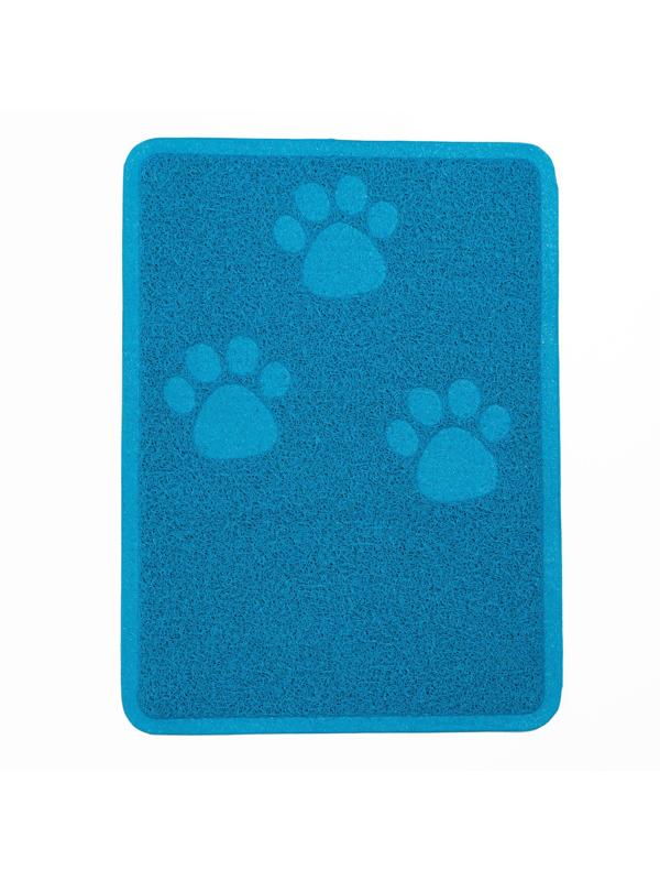 Коврик 2-в-1 под миску/туалет животных со скругленными углами, 48 х 35 см, голубой