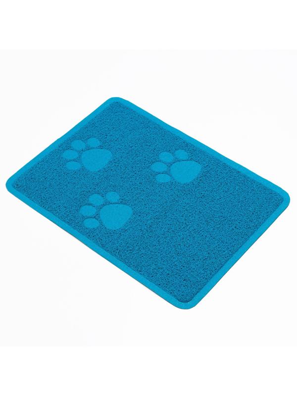 Коврик 2-в-1 под миску/туалет животных со скругленными углами, 48 х 35 см, голубой