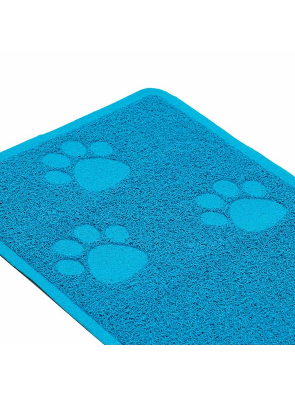 Коврик 2-в-1 под миску/туалет животных со скругленными углами, 48 х 35 см, голубой