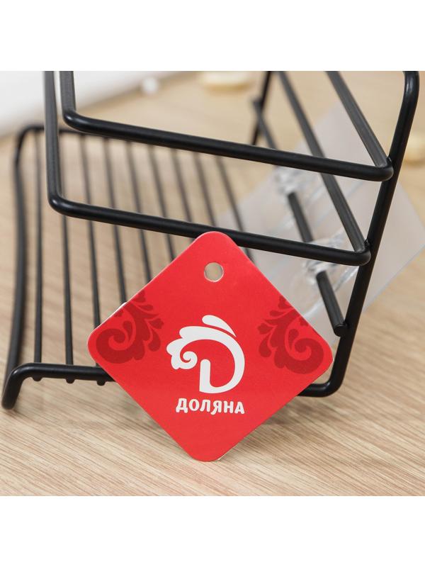 Полка на липучке Доляна, с держателем для полотенец, 30×13×10 см, цвет чёрный