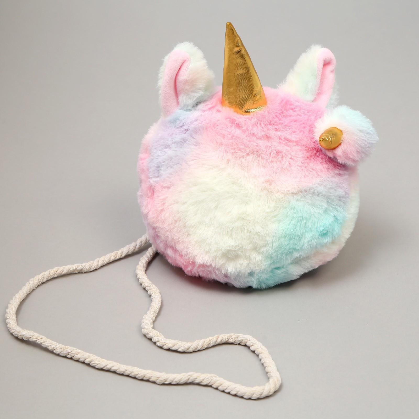 Сумка детская меховая «Единорог», 16х3х13 см