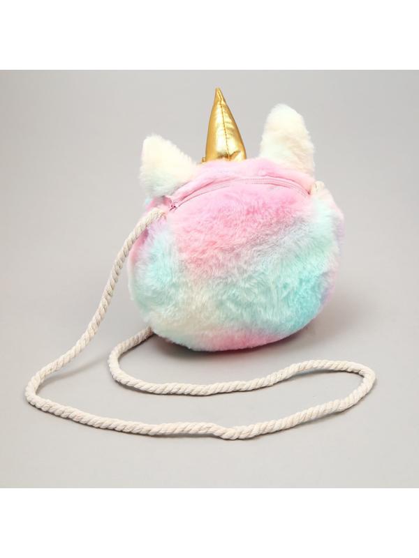 Сумка детская меховая «Единорог», 16х3х13 см