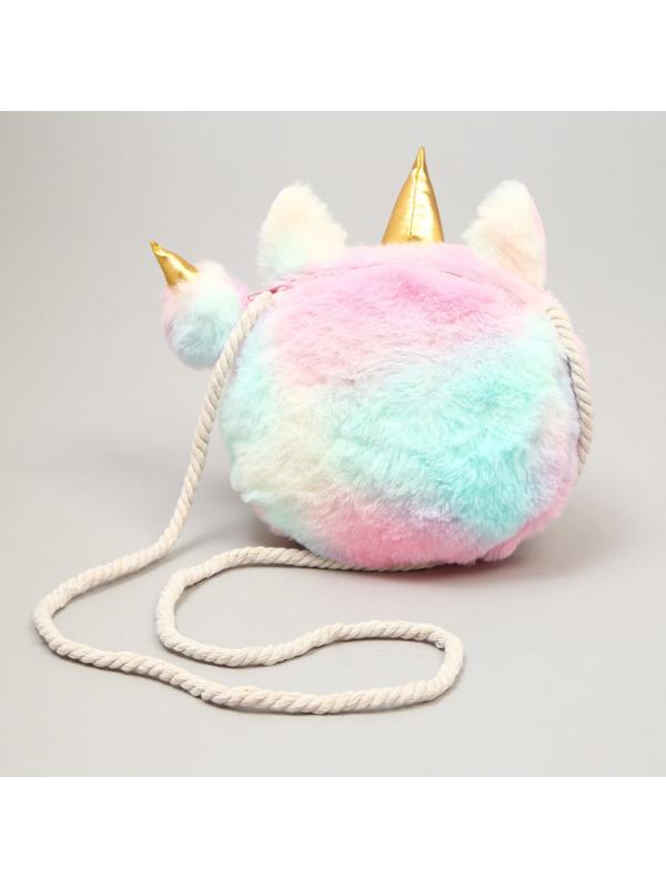 Сумка детская меховая «Единорог», 16х3х13 см