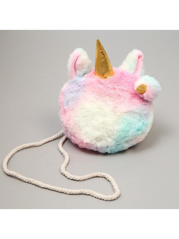 Сумка детская меховая «Единорог», 16х3х13 см