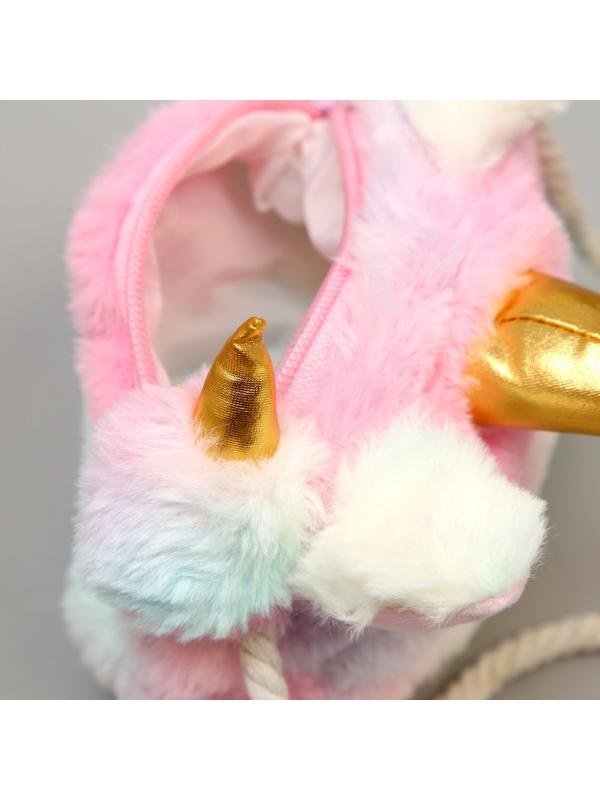 Сумка детская меховая «Единорог», 16х3х13 см