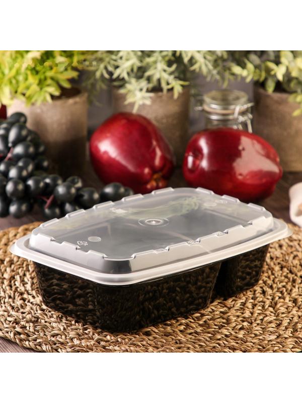 Контейнер с крышкой, 830 мл, 2-секционный