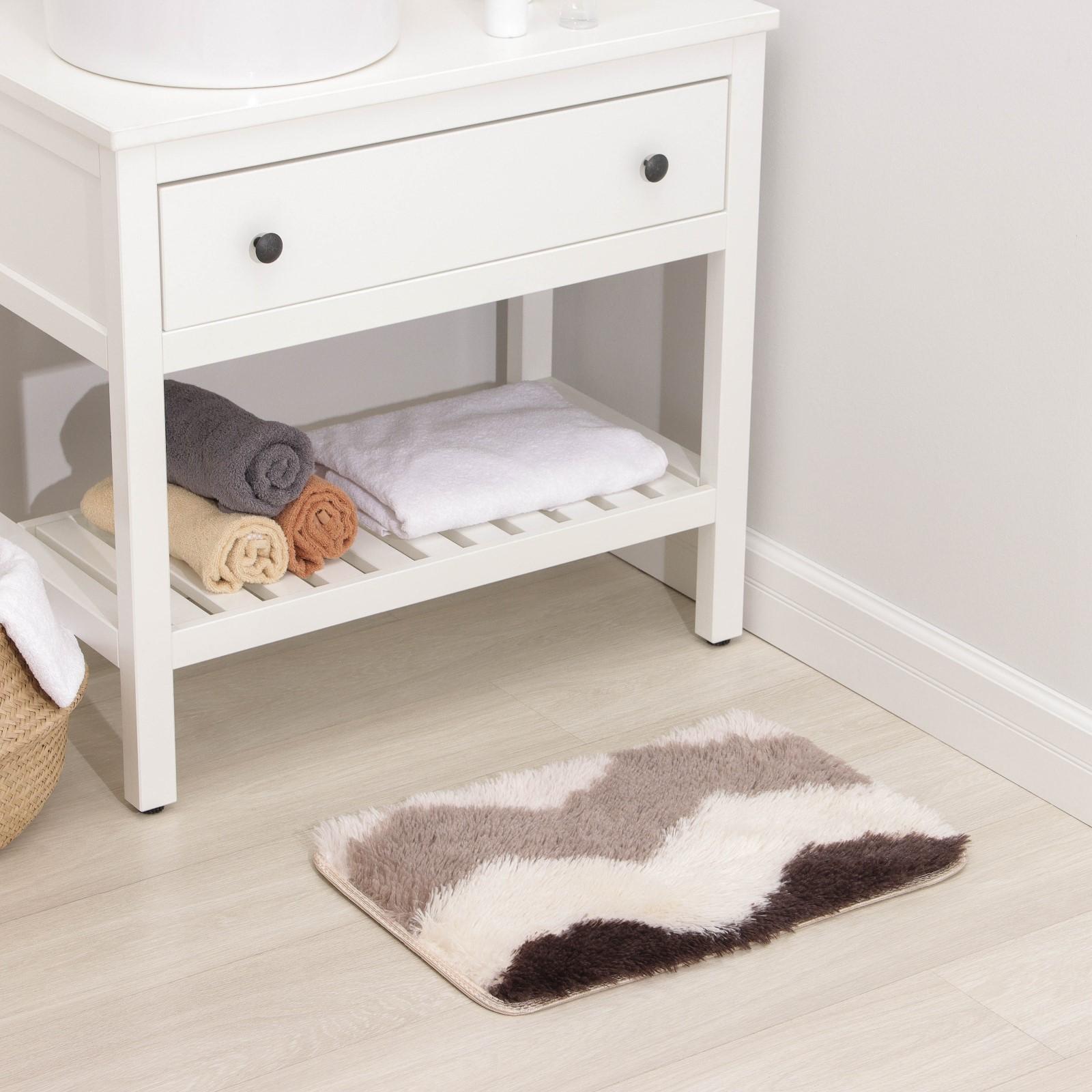 Коврик для ванной Доляна «Пушистик. Зиг-заг», 40×60 см, цвет коричневый