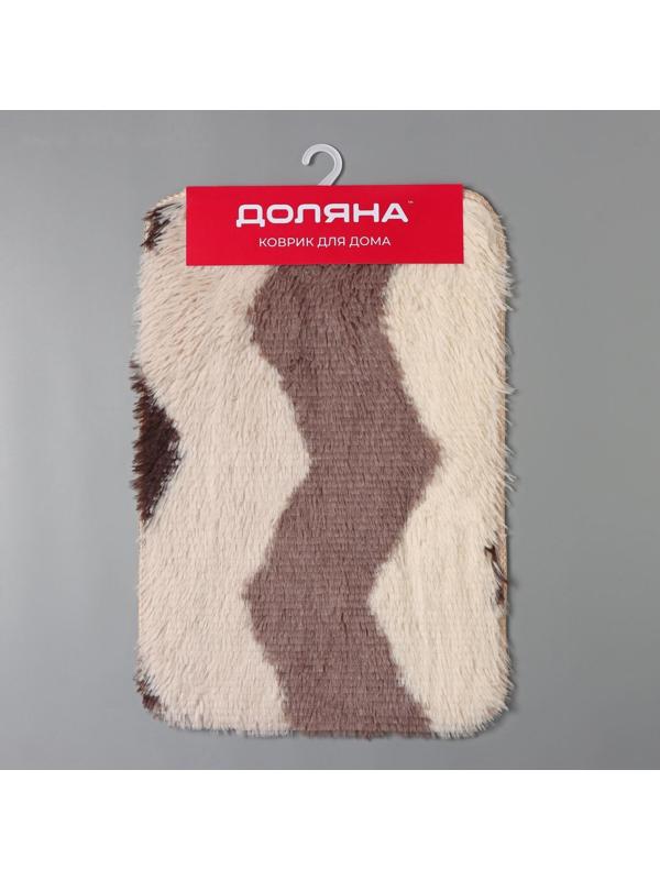 Коврик для ванной Доляна «Пушистик. Зиг-заг», 40×60 см, цвет коричневый