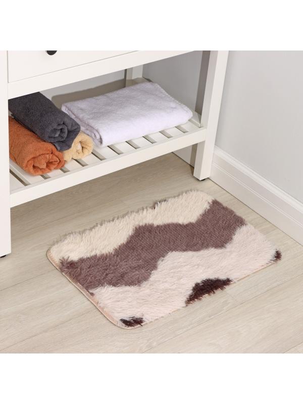 Коврик для ванной Доляна «Пушистик. Зиг-заг», 40×60 см, цвет коричневый