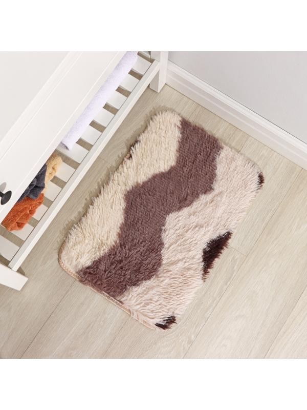 Коврик для ванной Доляна «Пушистик. Зиг-заг», 40×60 см, цвет коричневый