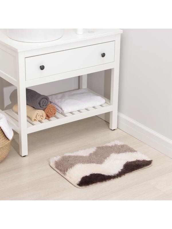 Коврик для ванной Доляна «Пушистик. Зиг-заг», 40×60 см, цвет коричневый