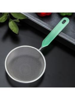 Сито с ручкой Доляна «Хозяюшка», d=12 см, цвет зелёный