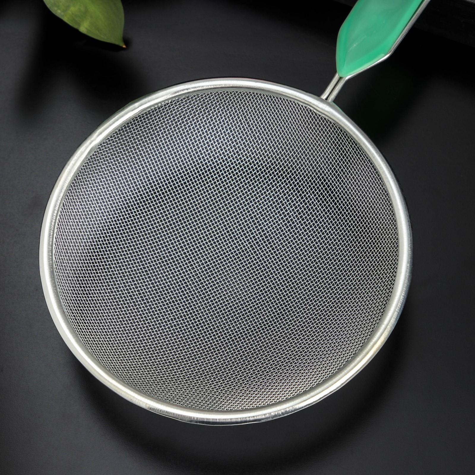 Сито с ручкой Доляна «Хозяюшка», d=14 см, цвет зелёный