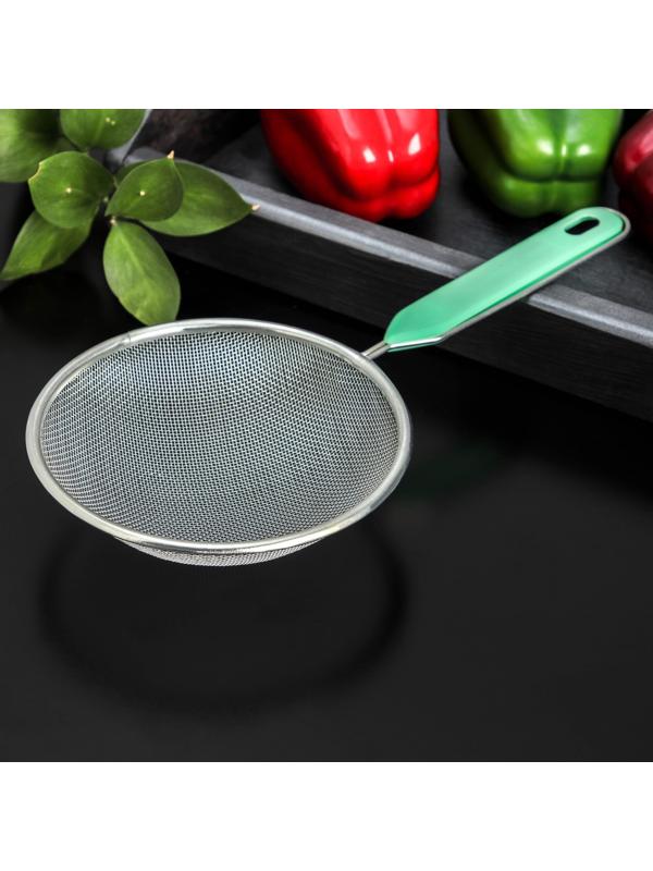 Сито с ручкой Доляна «Хозяюшка», d=14 см, цвет зелёный