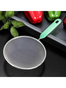 Сито с ручкой Доляна «Хозяюшка», d=16 см, цвет зелёный