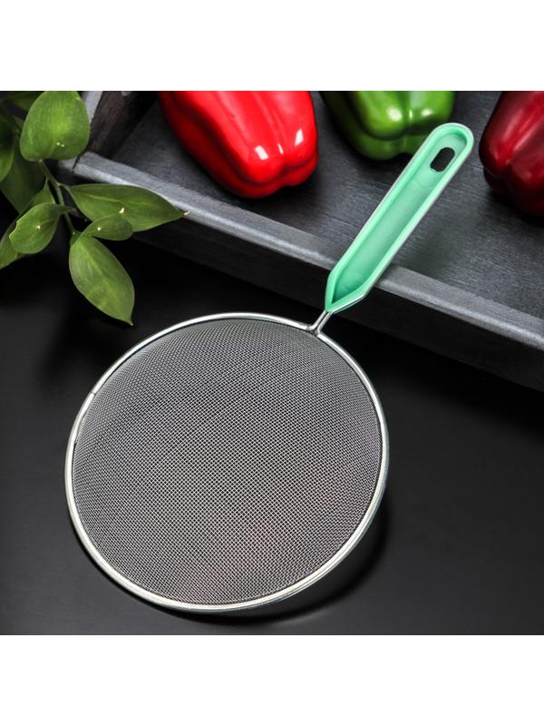 Сито с ручкой Доляна «Хозяюшка», d=16 см, цвет зелёный