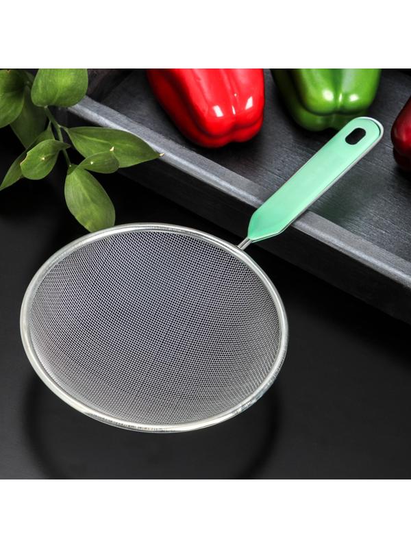 Сито с ручкой Доляна «Хозяюшка», d=16 см, цвет зелёный