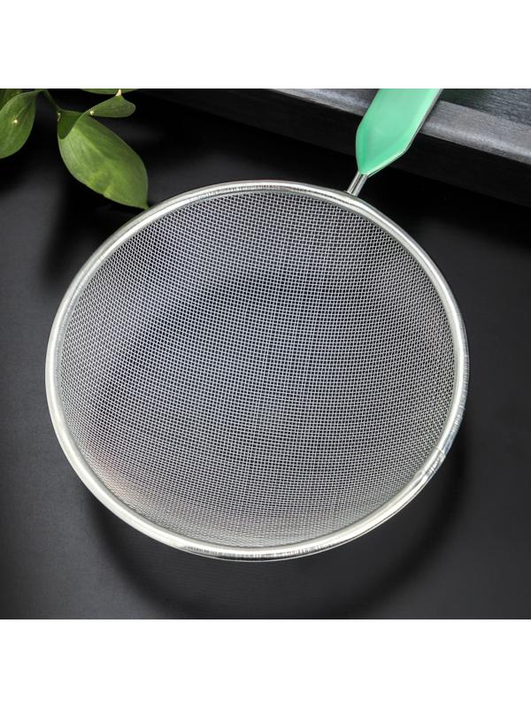 Сито с ручкой Доляна «Хозяюшка», d=16 см, цвет зелёный