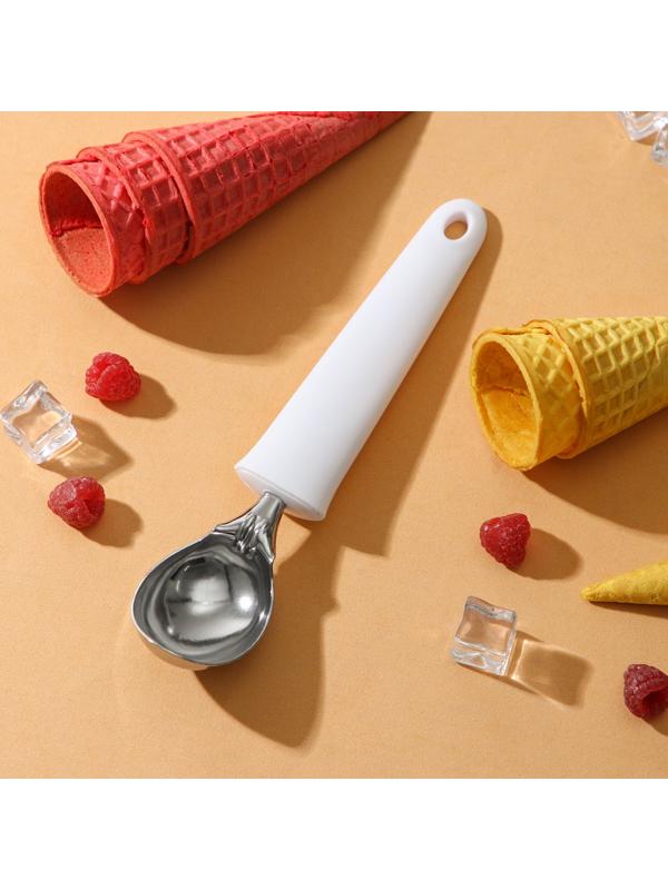 Ложка для мороженого Доляна «Сливки», 21×4,4×2,8 см, цвет белый