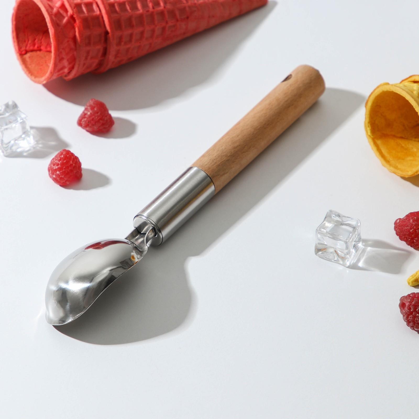 Ложка для мороженого Доляна «Валдай», 21×4,3×2,5 см, нержавеющая сталь, цвет бежевый, хромированный