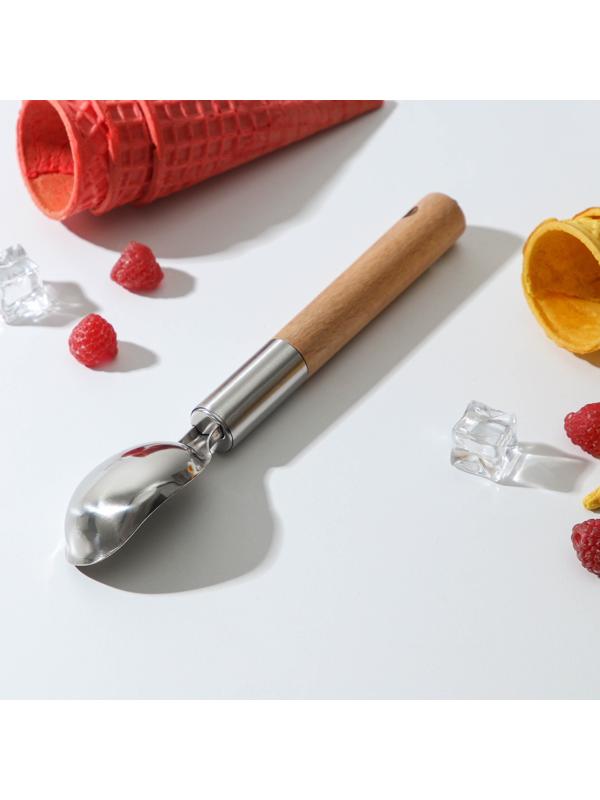 Ложка для мороженого Доляна «Валдай», 21×4,3×2,5 см, нержавеющая сталь, цвет бежевый, хромированный