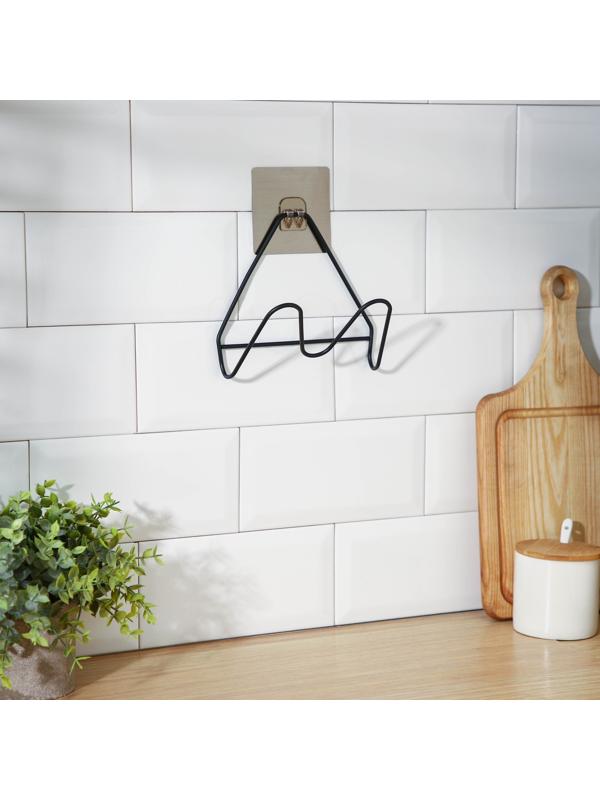 Держатель для крышек и разделочных досок Доляна, 16×8×14,6 см, на липучке, цвет чёрный