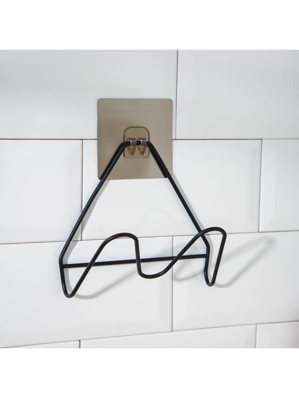 Держатель для крышек и разделочных досок Доляна, 16×8×14,6 см, на липучке, цвет чёрный