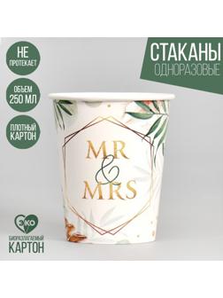 Стакан бумажный MR&MRS, набор 6 шт, 250 мл