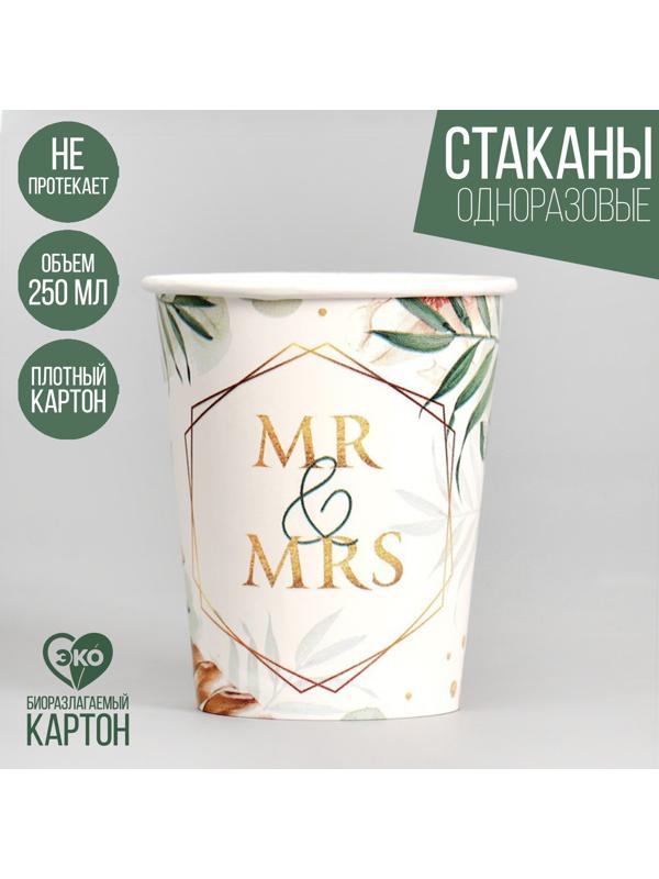 Стакан бумажный MR&MRS, набор 6 шт, 250 мл